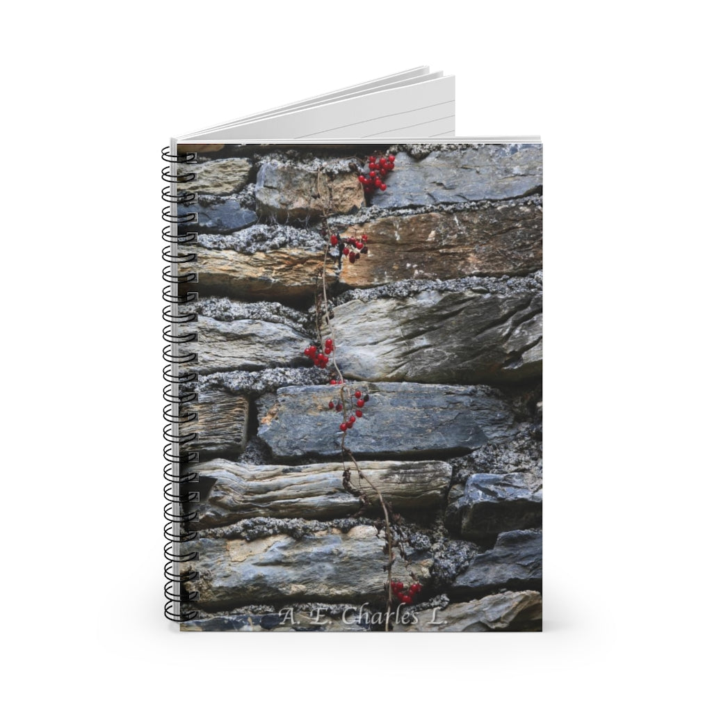 Spiral Notebook - Ruled Line Stone Wall & Berries