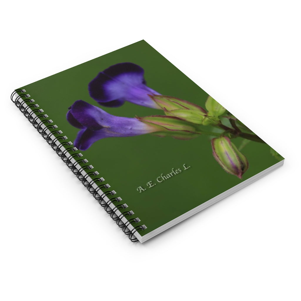 Spiral Notebook - Ruled Line 2 Purple Blooms