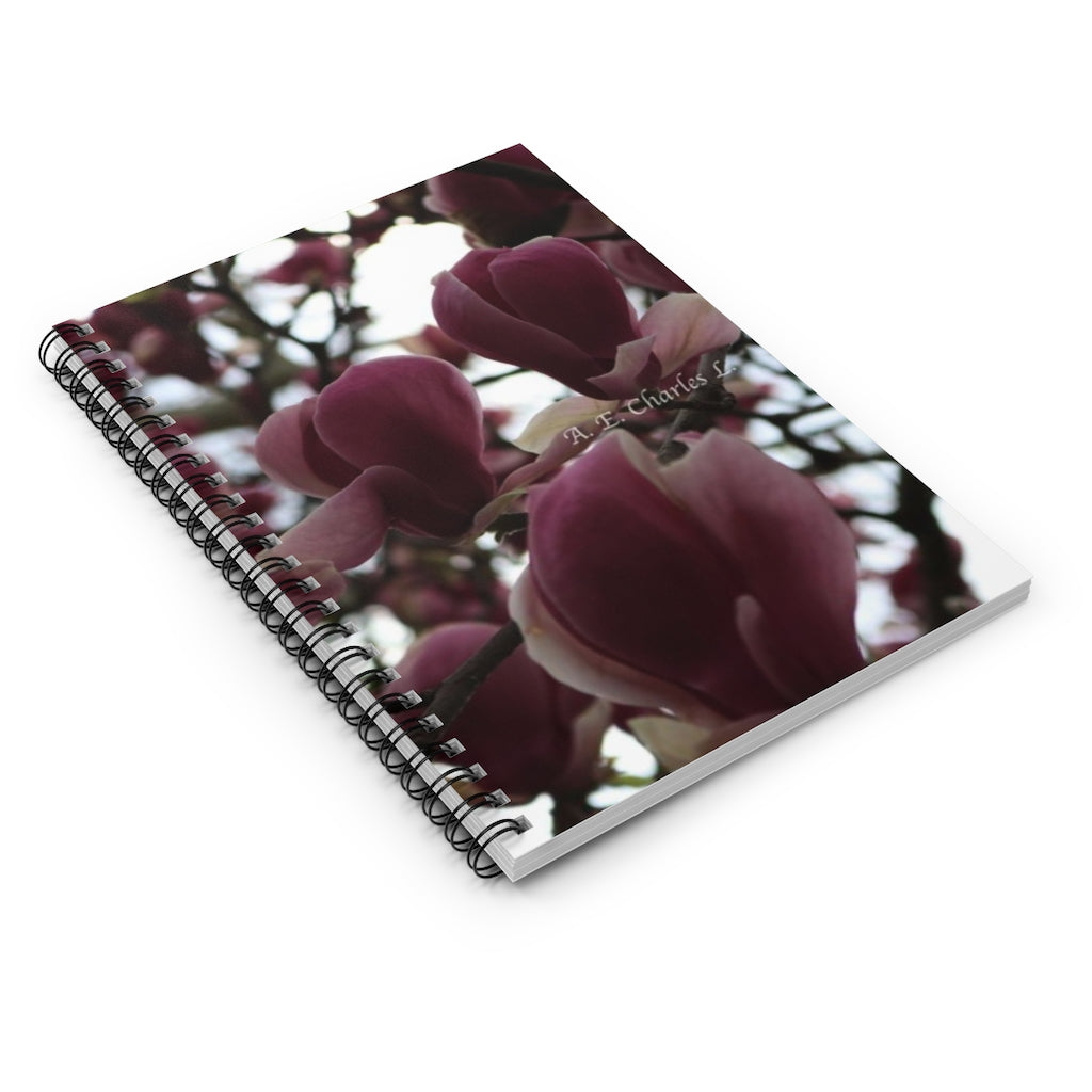 Spiral Notebook - Ruled Line Two-Tone Pink Flowers