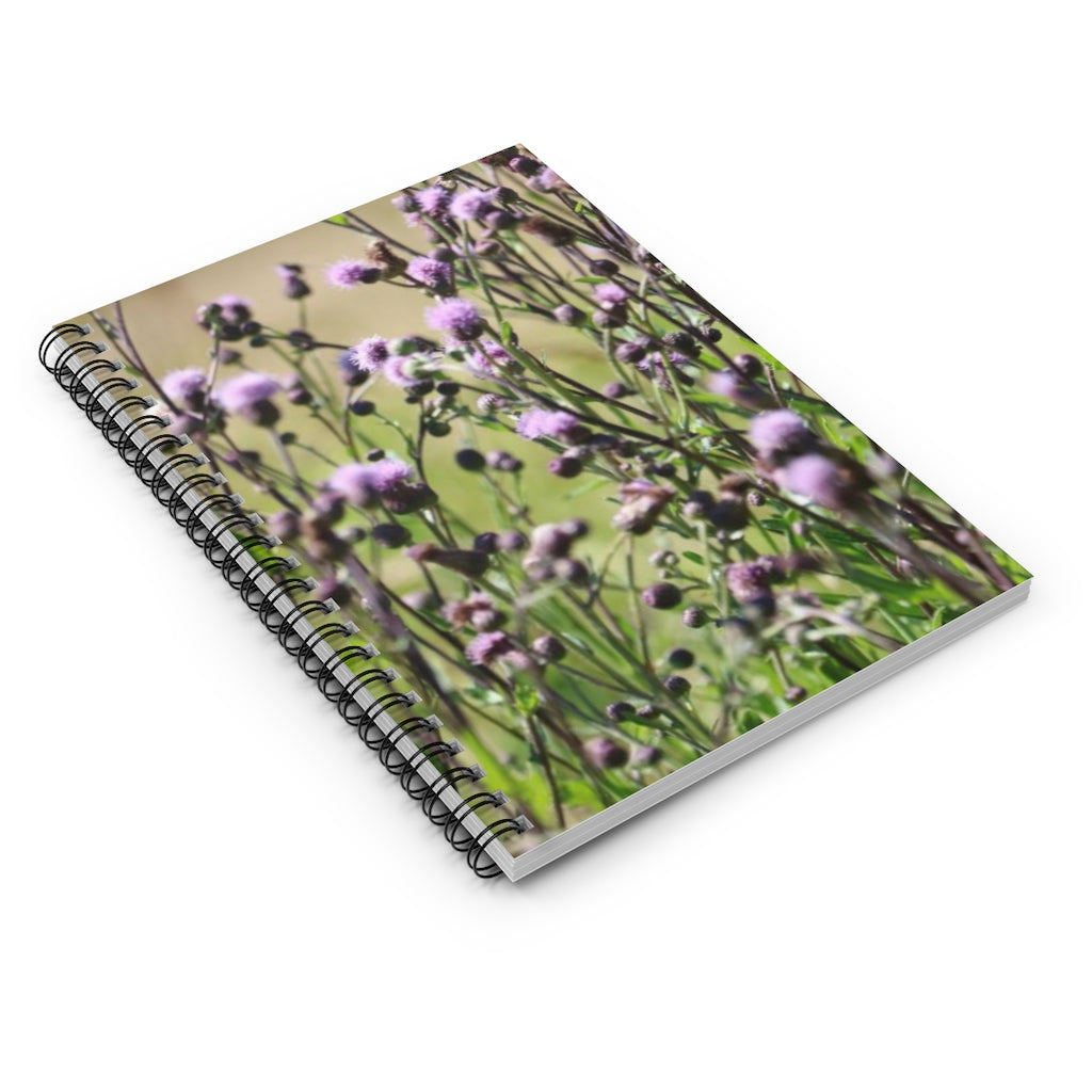 NN Spiral Notebook - Ruled Line Purple Fluff Flowers