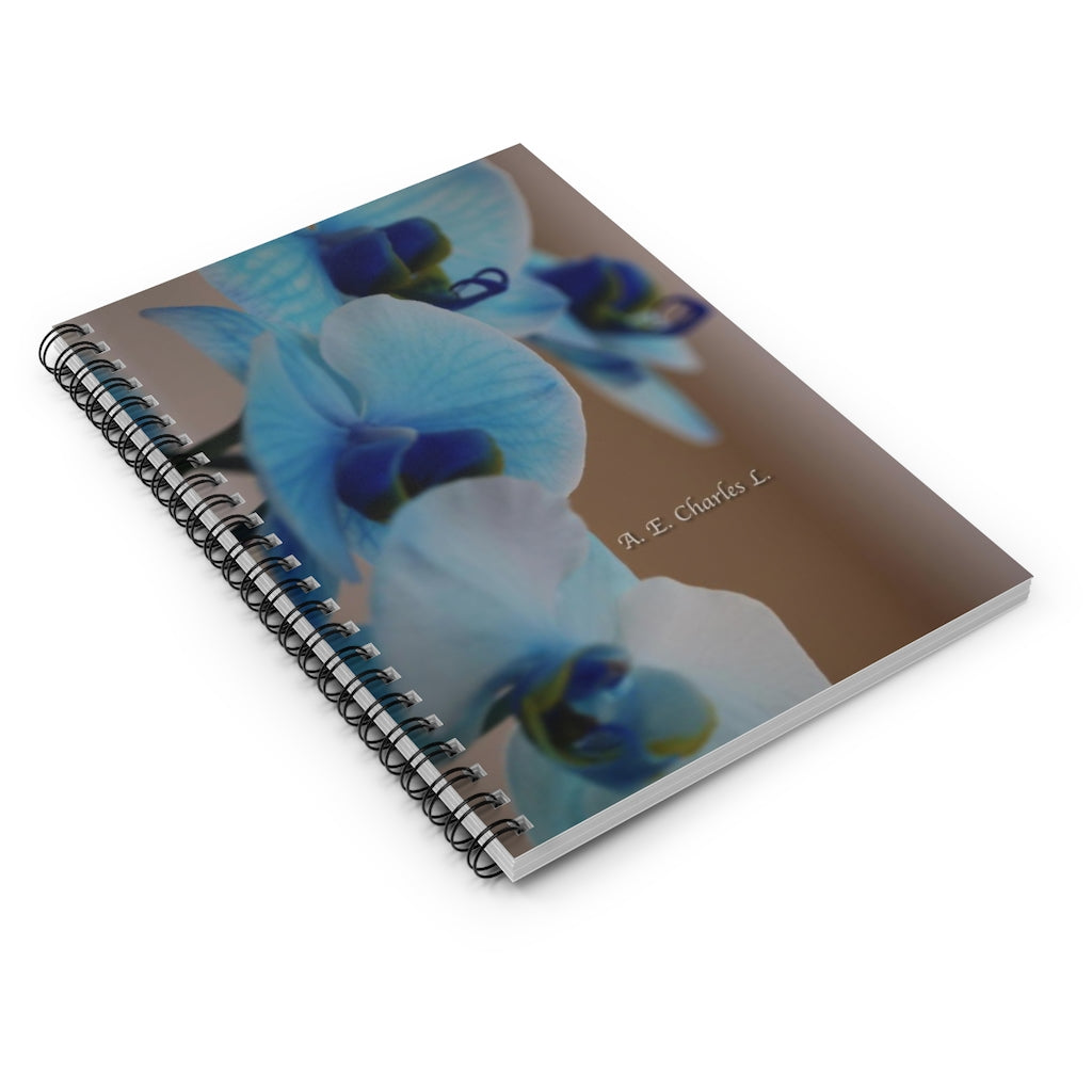 Spiral Notebook - Ruled Line NC Blue Flowers