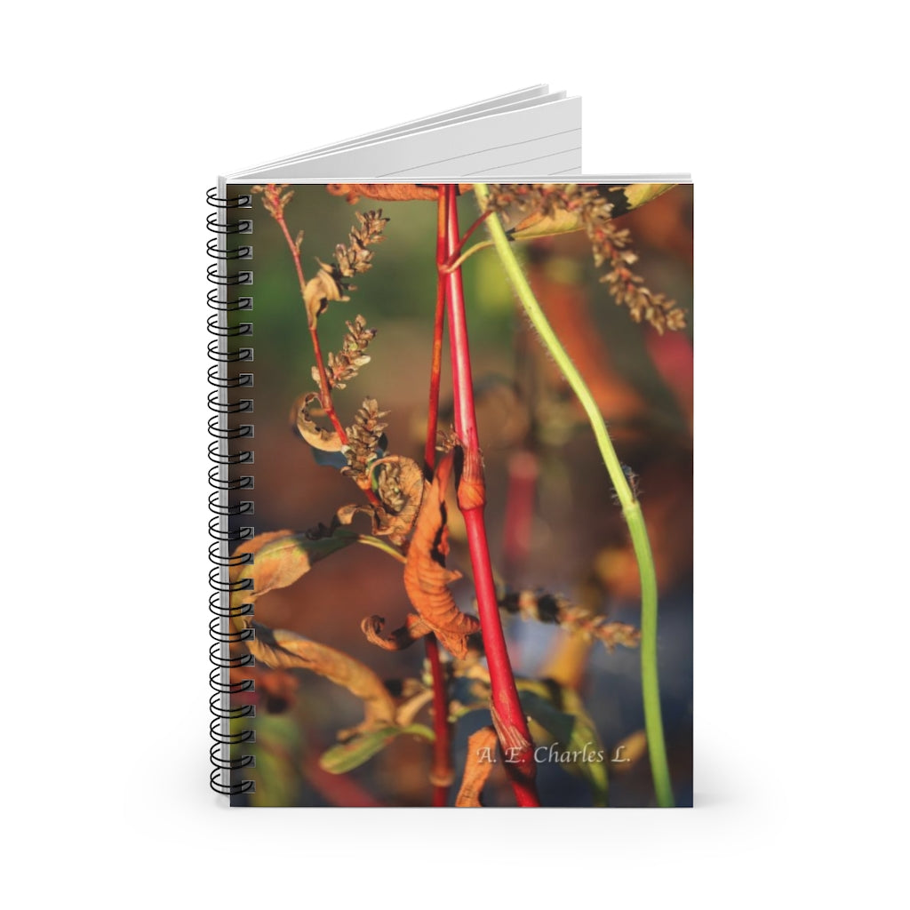 Spiral Notebook - Ruled Line Colorful Stems & Leaves