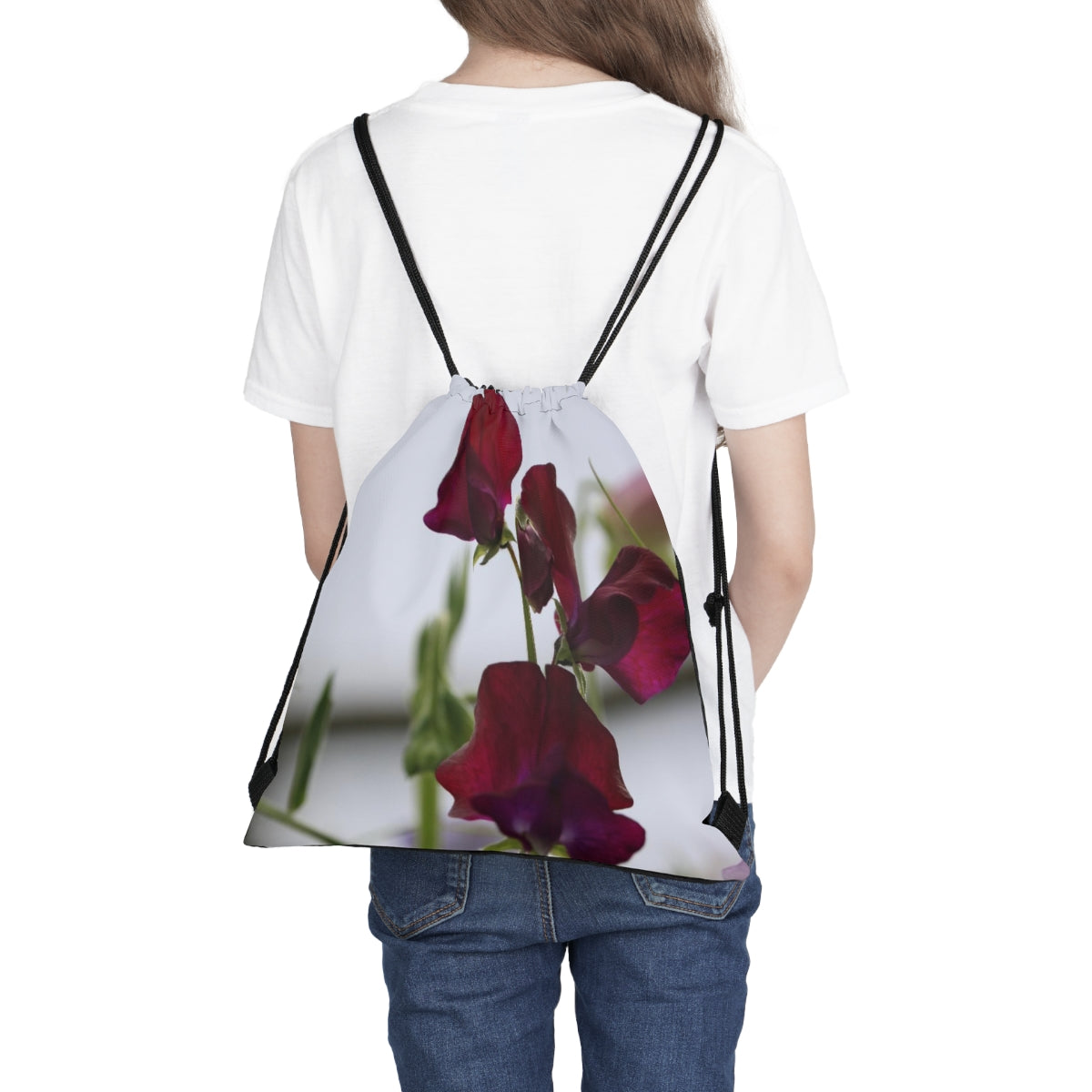 NN Outdoor Drawstring Bag Few Maroon Flowers