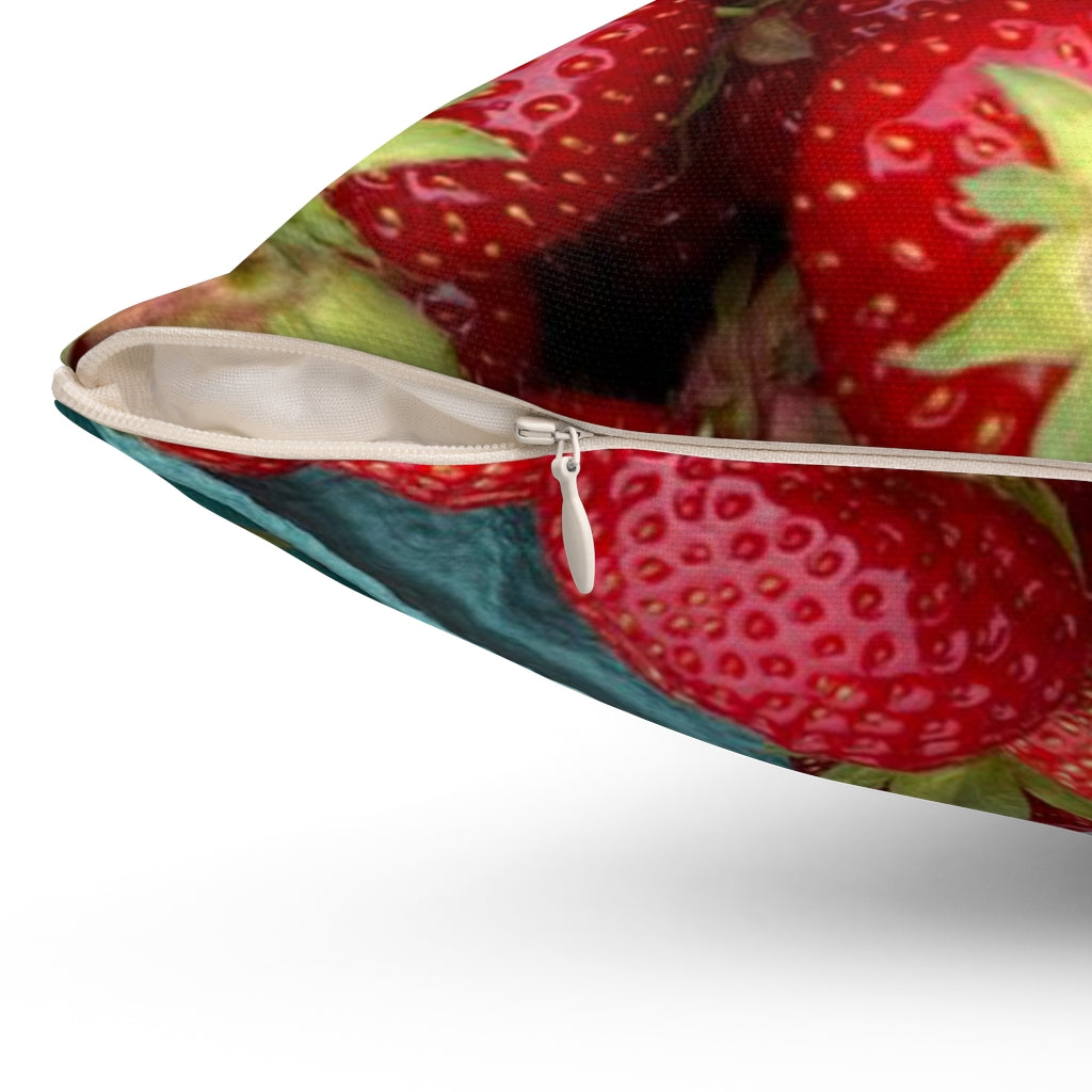 NN Spun Polyester Square Pillow Lots Of Strawberries