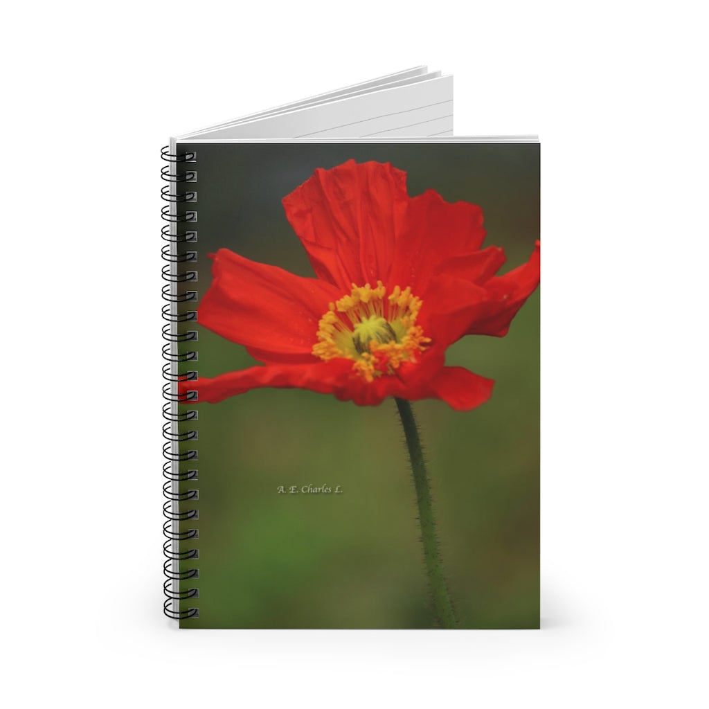 Spiral Notebook - Ruled Line Orange Flower