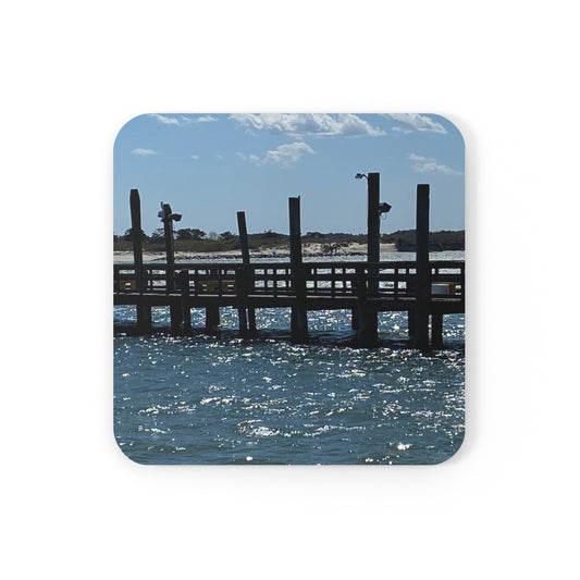 NN Cork Back Coaster Blue Sky Oceanic Fishing Pier