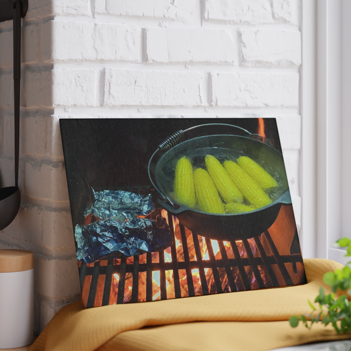 NN Glass Cutting Board Campfire Cookout