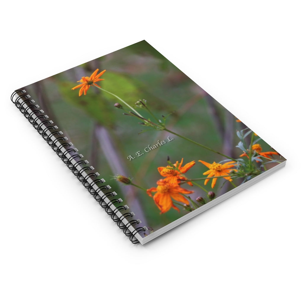 Spiral Notebook - Ruled Line Little Orange Flowers