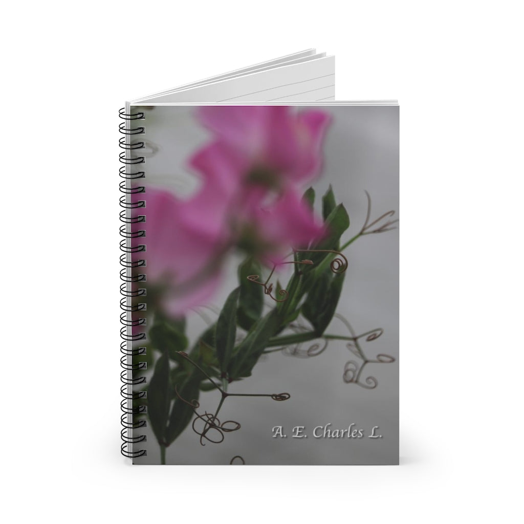 Spiral Notebook - Ruled Line Pink Abstract  Flowers