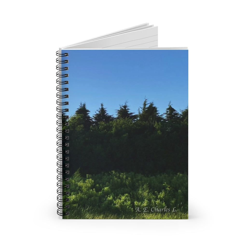 Spiral Notebook - Ruled Line Green Trees & Blue Sky