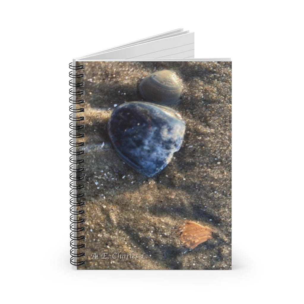 Spiral Notebook - Ruled Line Few Shells In Sand