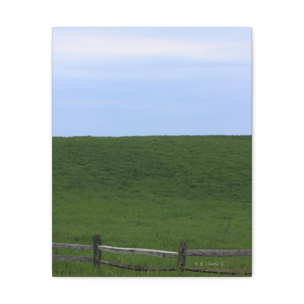 Canvas Gallery Wraps Blue Sky Grass & A Fence