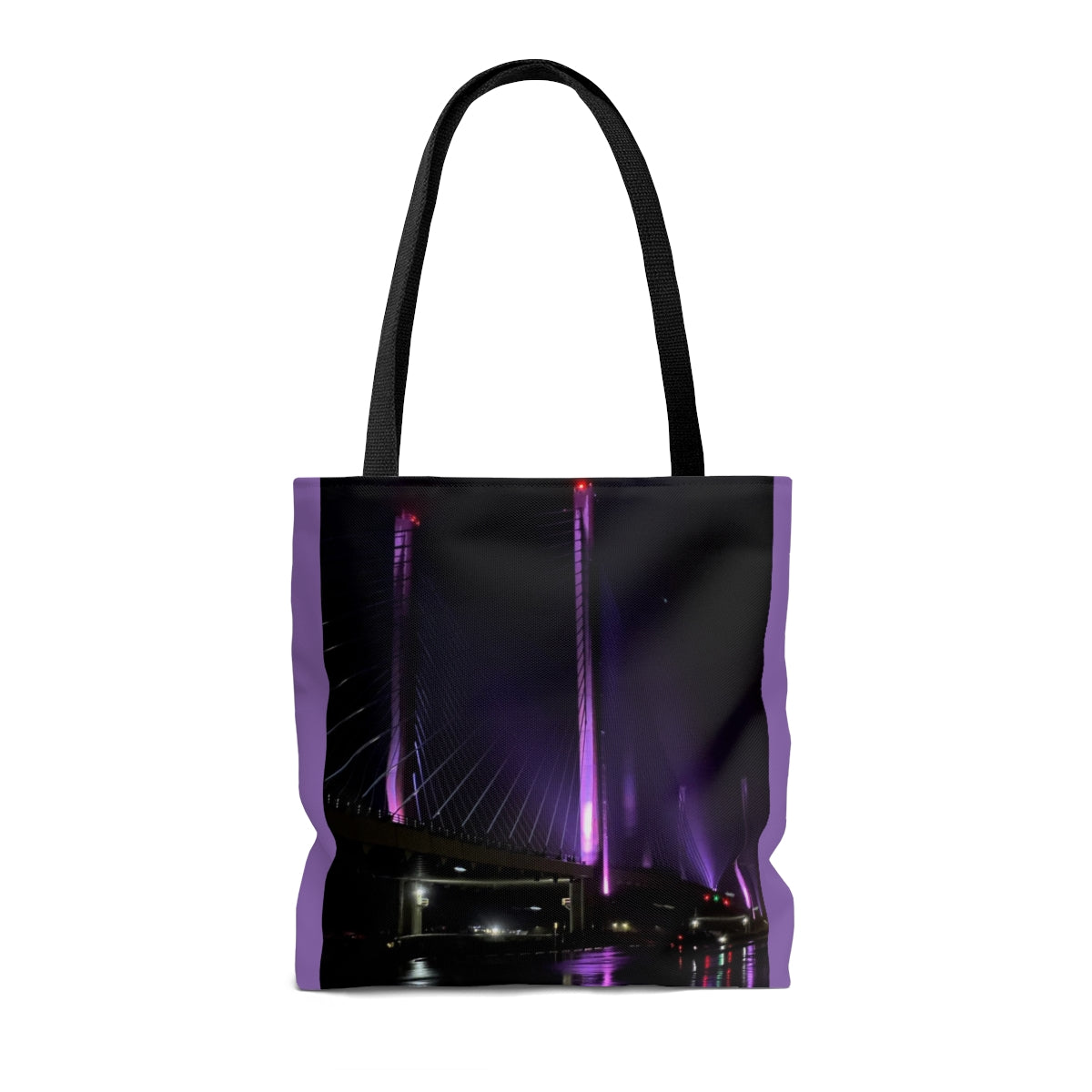 NN AOP Tote Bag (V) DE Purple Lit Bridge In Storm