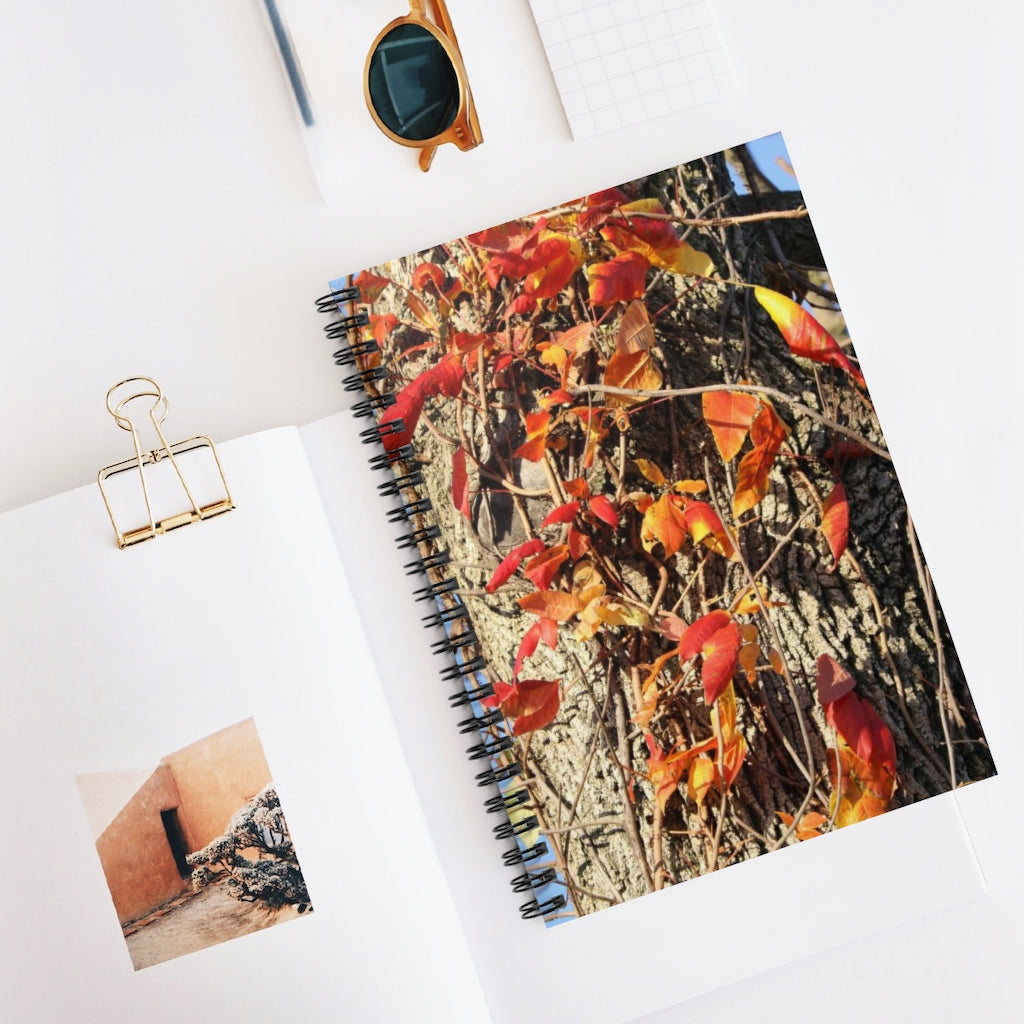 NN Spiral Notebook - Ruled Line Fire Leaves Tree