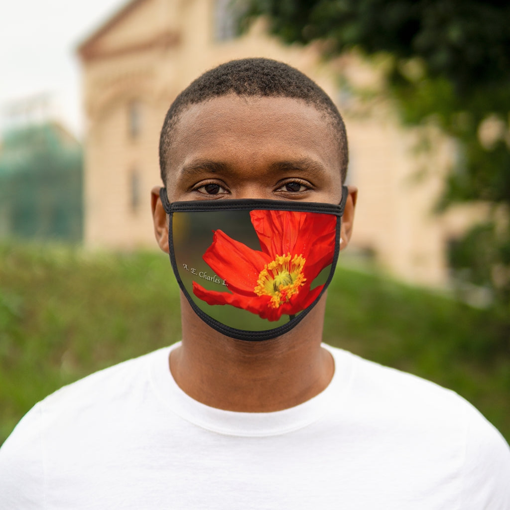 Mixed-Fabric Face Mask Orange Flower