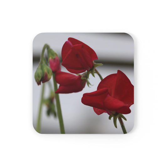 NN Cork Back Coaster Few Maroon Flowers