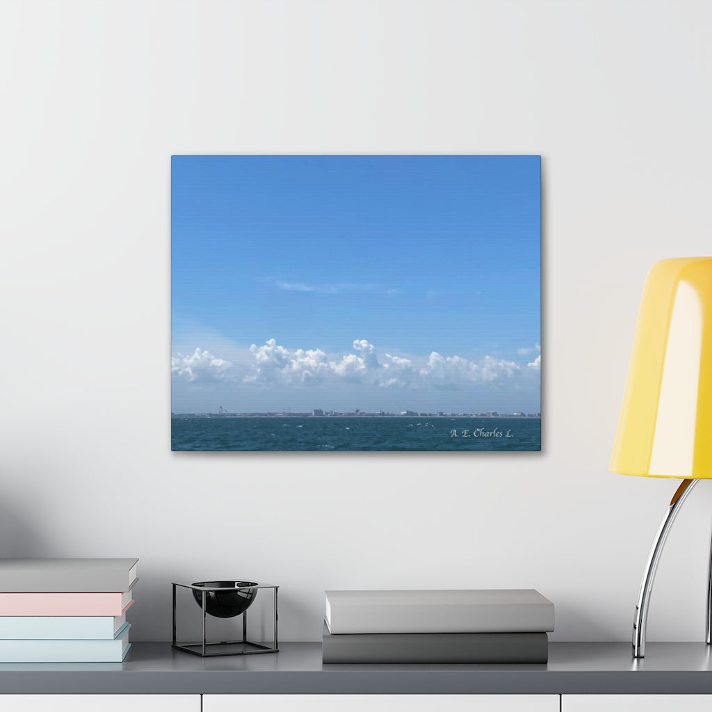 Canvas Gallery Wraps White Clouds & Beach From Ocean