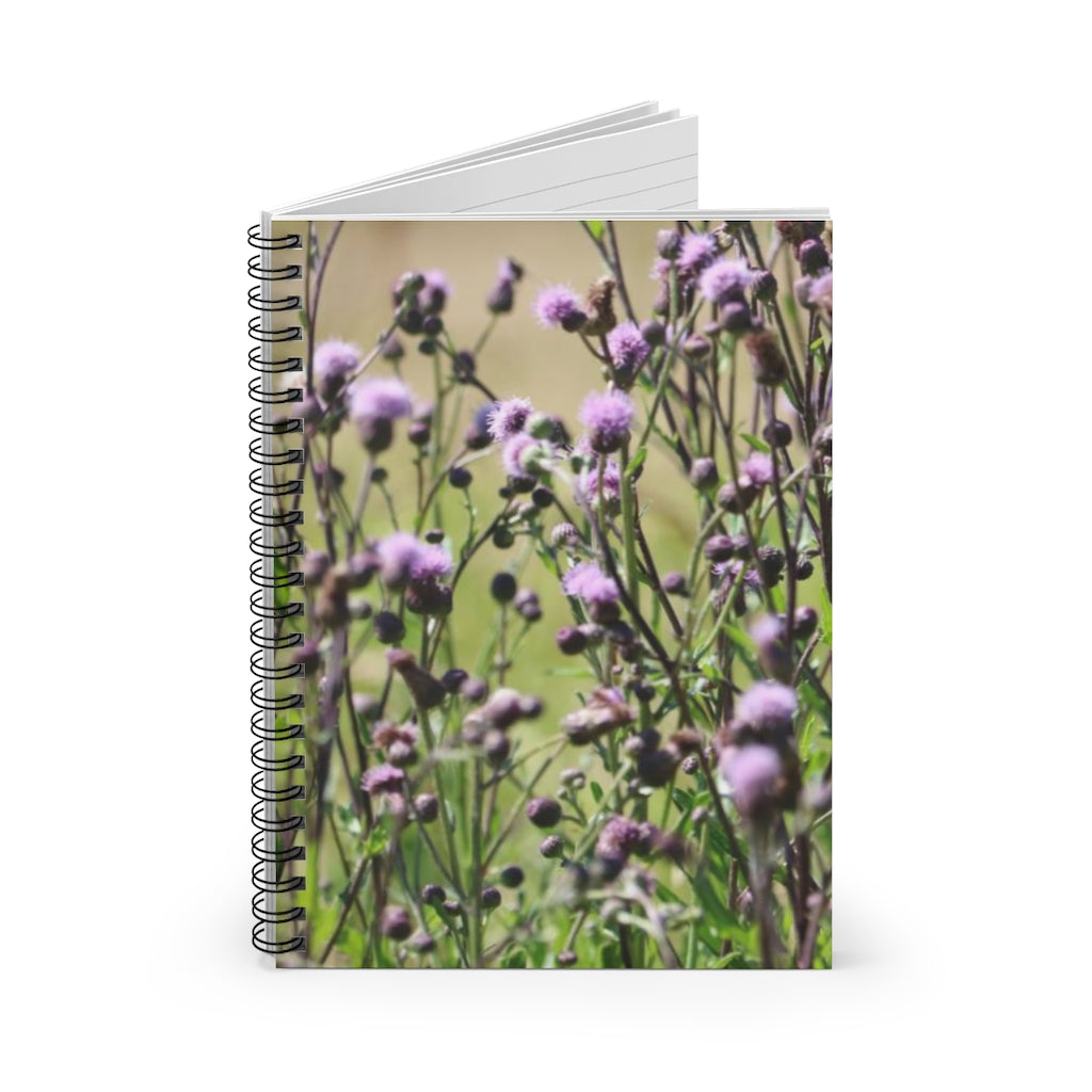 NN Spiral Notebook - Ruled Line Purple Fluff Flowers