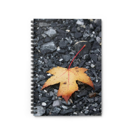 NN Spiral Notebook - Ruled Line Yellow Orange Leaf On Stones