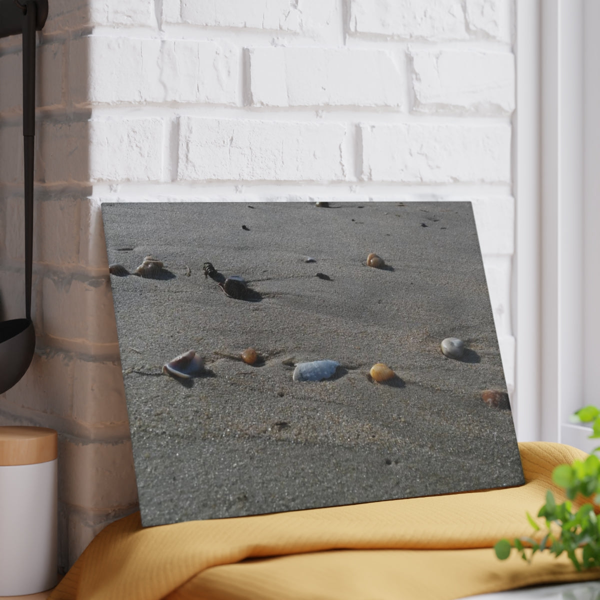 NN Glass Cutting Board Colorful Pebbles On Beach