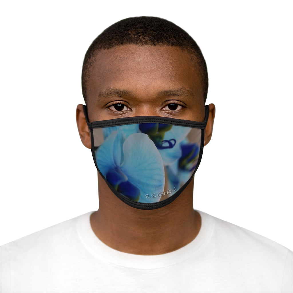 Mixed-Fabric Face Mask NC Blue Flowers