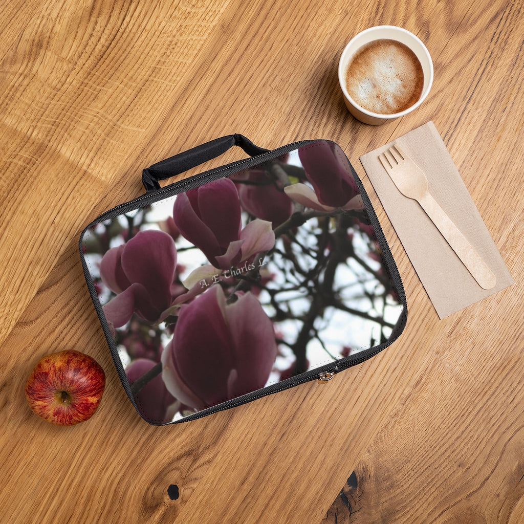 Lunch Bag Two-Tone Pink Flowers