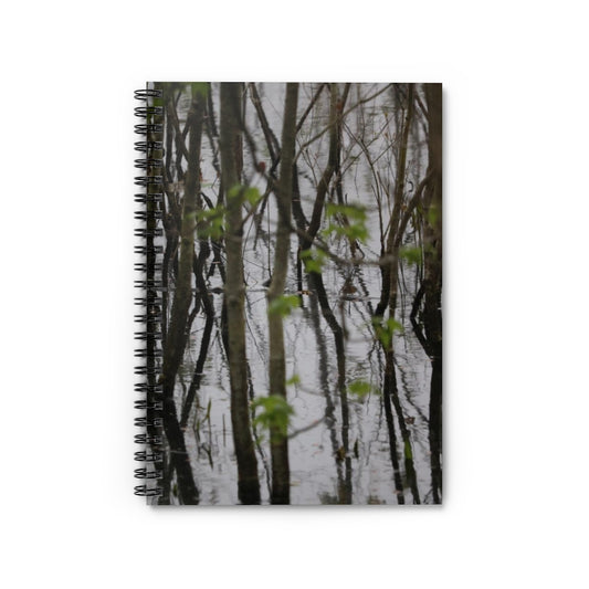 NN Spiral Notebook - Ruled Line Little Trees In Water Reflections