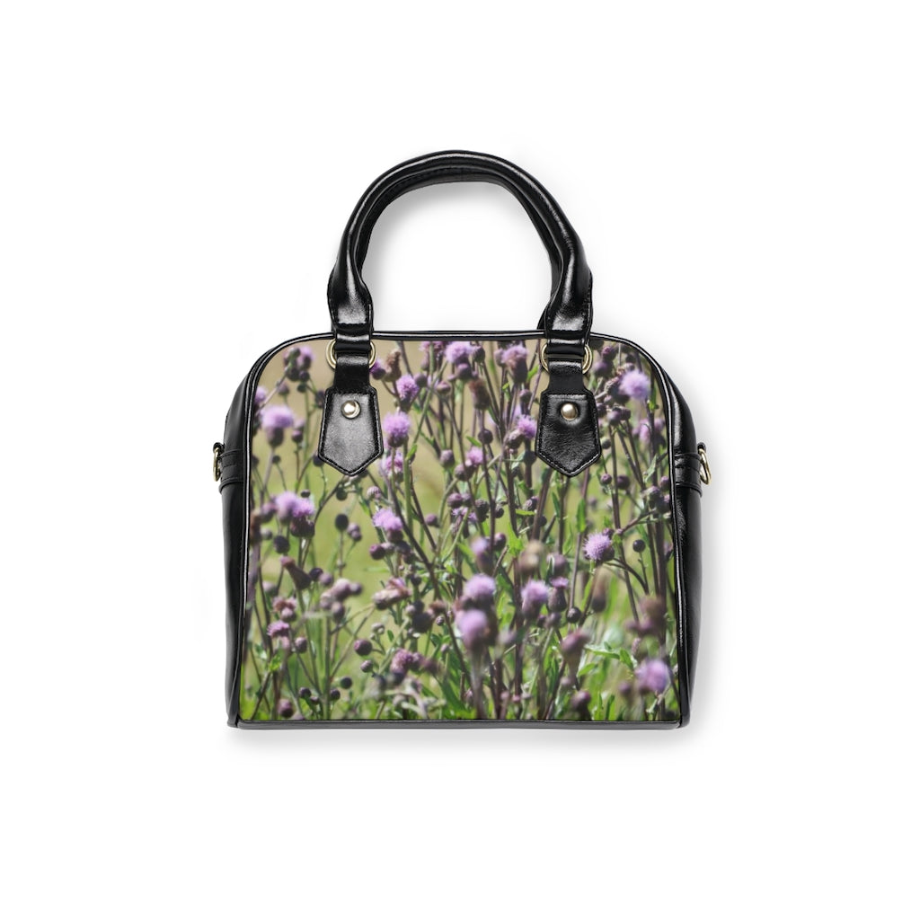 NN Shoulder Handbag Purple Fluff Flowers