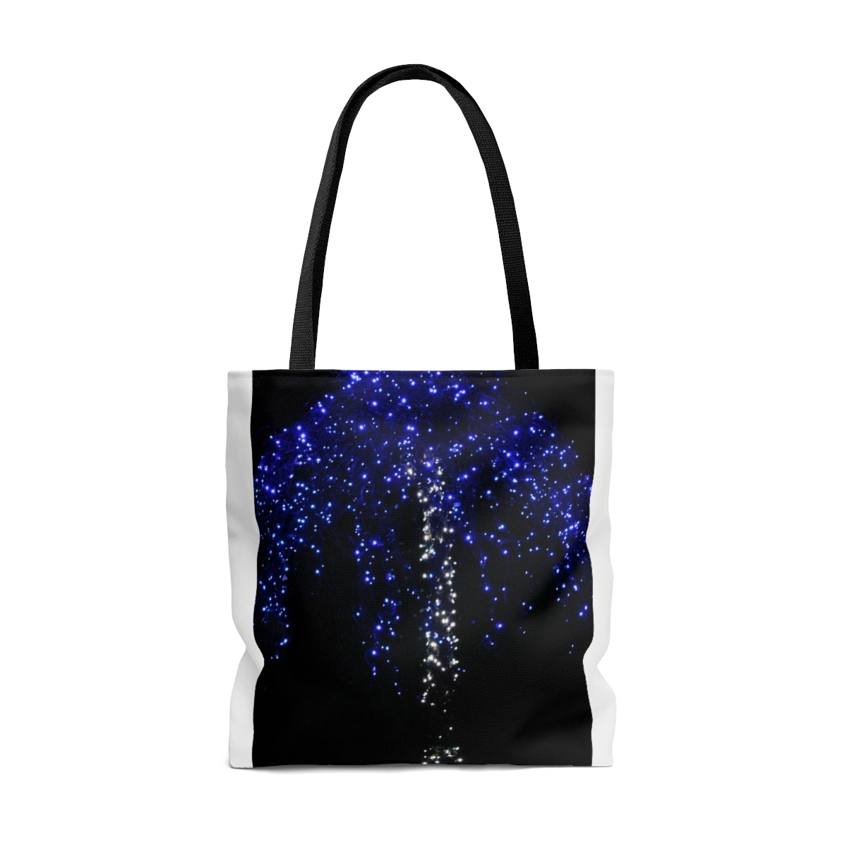 NN AOP Tote Bag Blue & White Christmas Lights Tree