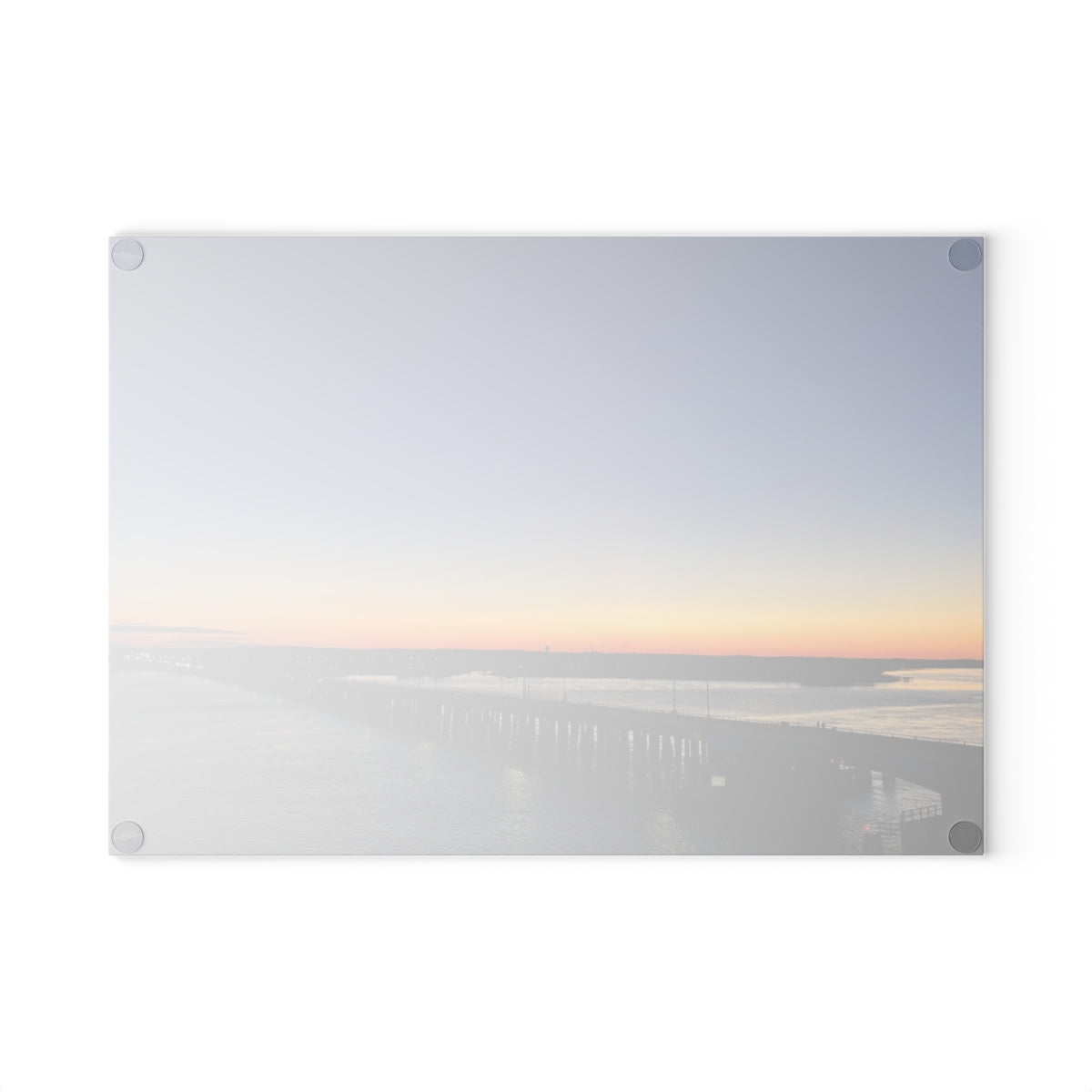 NN Glass Cutting Board Blue Sky OCMD Bridge Over Water