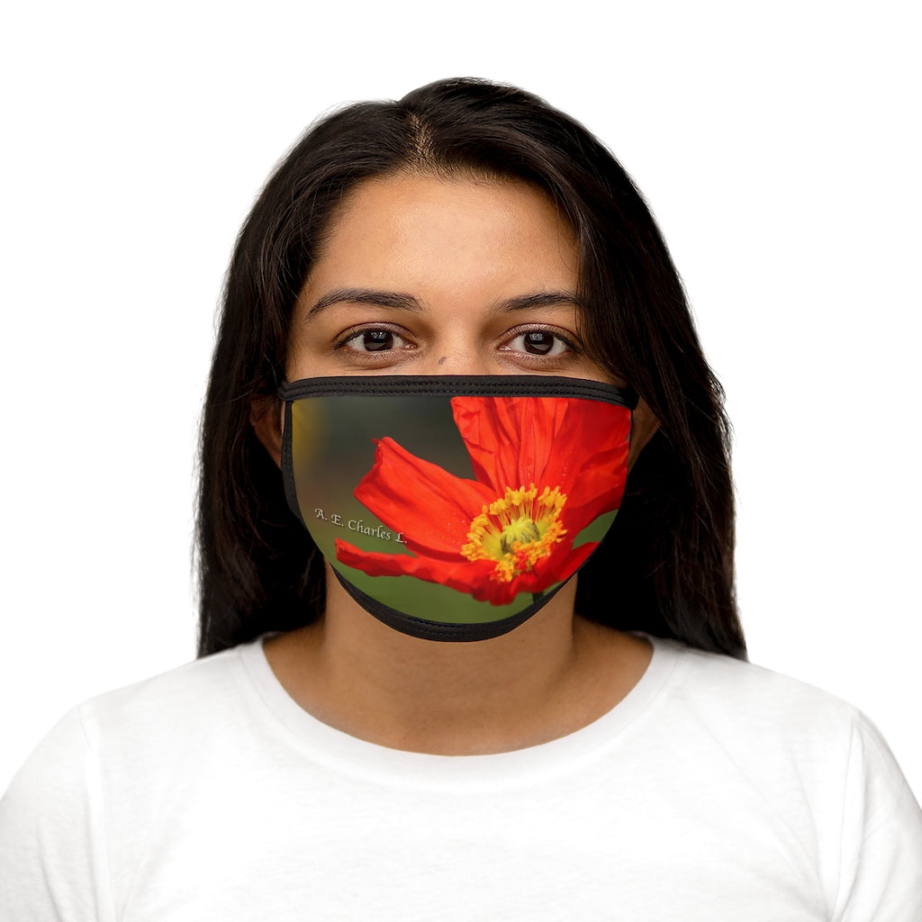 Mixed-Fabric Face Mask Orange Flower