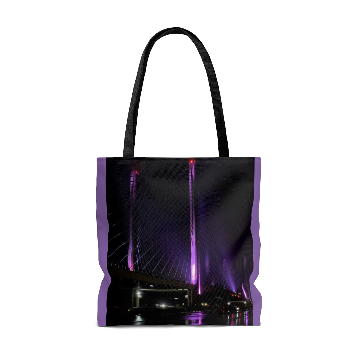 NN AOP Tote Bag (V) DE Purple Lit Bridge In Storm