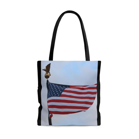 NN AOP Tote Bag American Flag With Brass Eagle