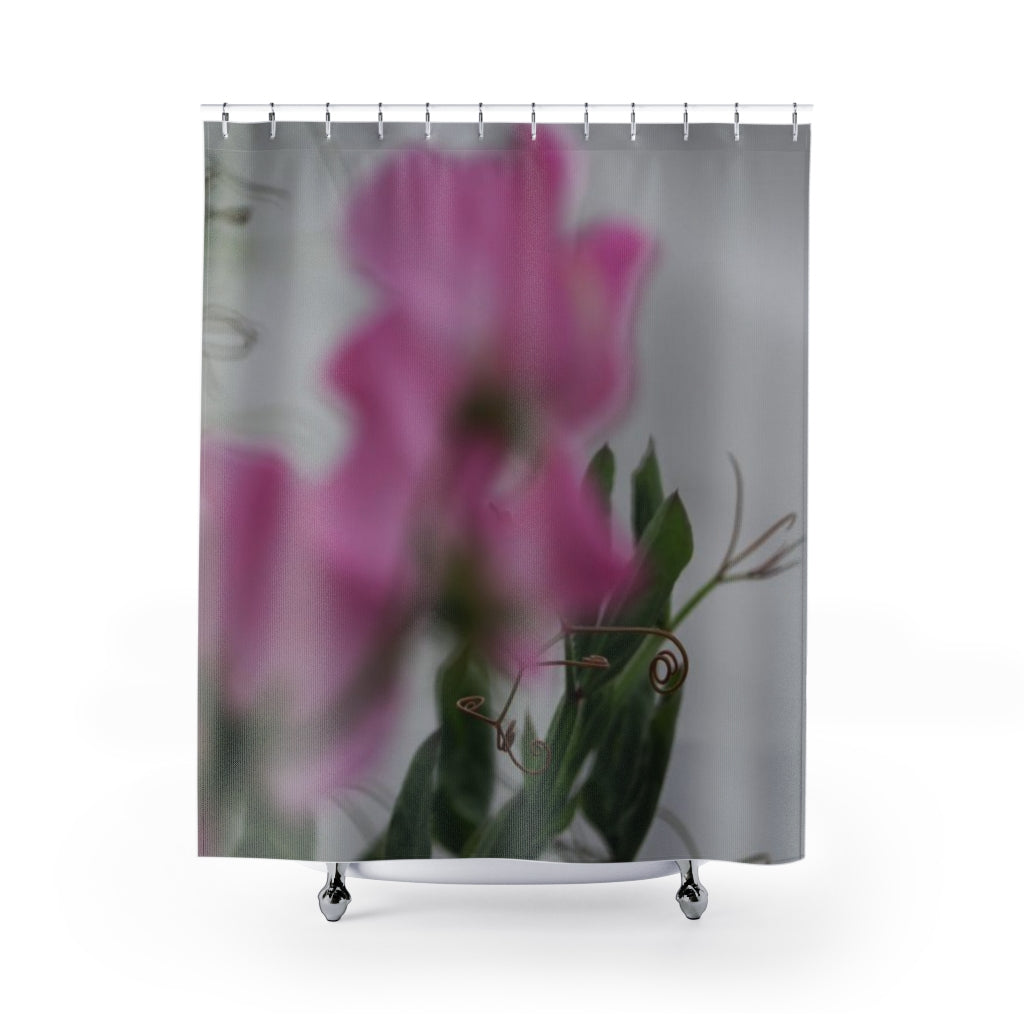 NN Shower Curtains Pink Abstract Flowers