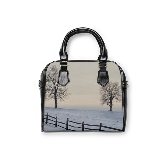 NN Shoulder Handbag Two Trees & Fence On Snow Hill