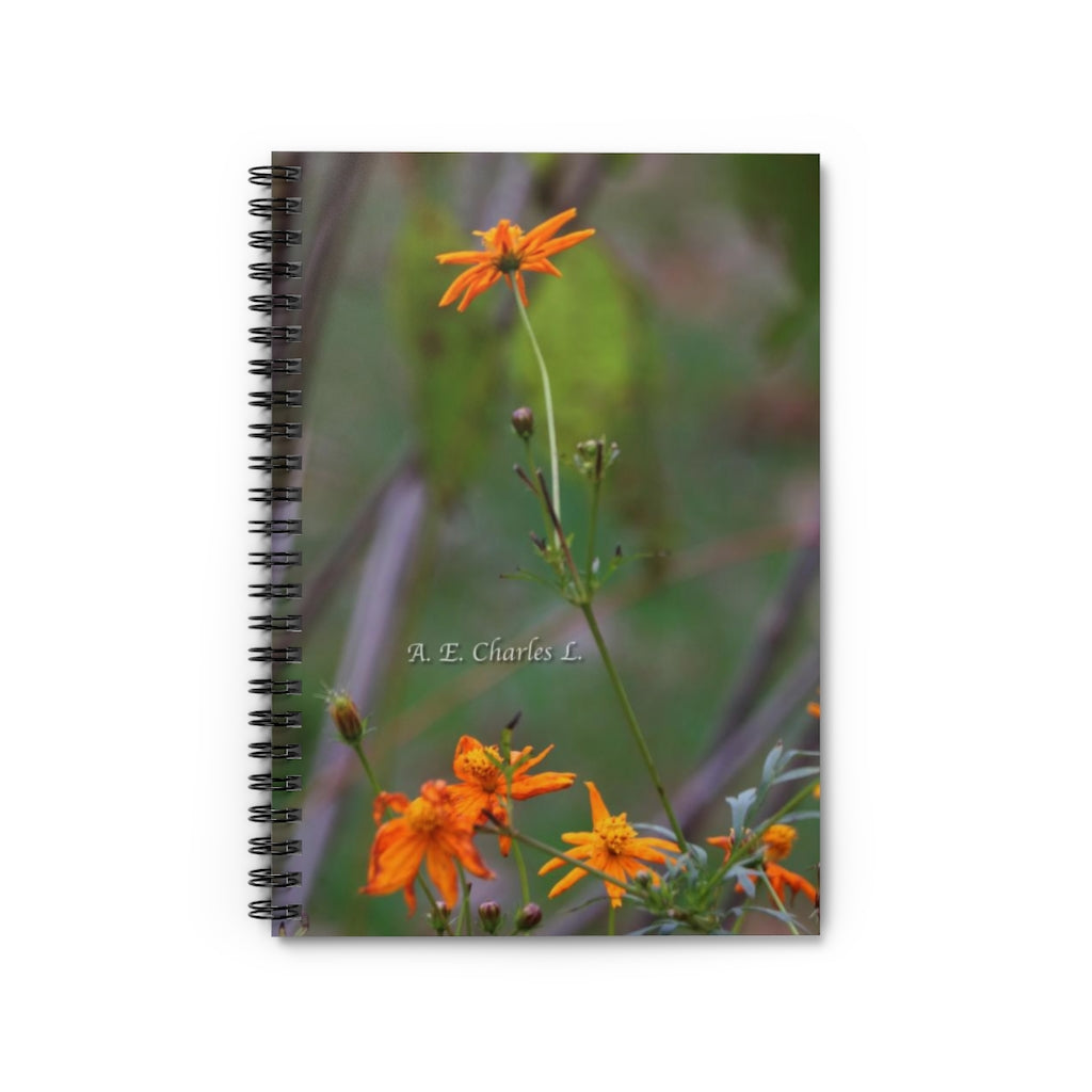 Spiral Notebook - Ruled Line Little Orange Flowers