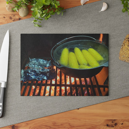 NN Glass Cutting Board Campfire Cookout