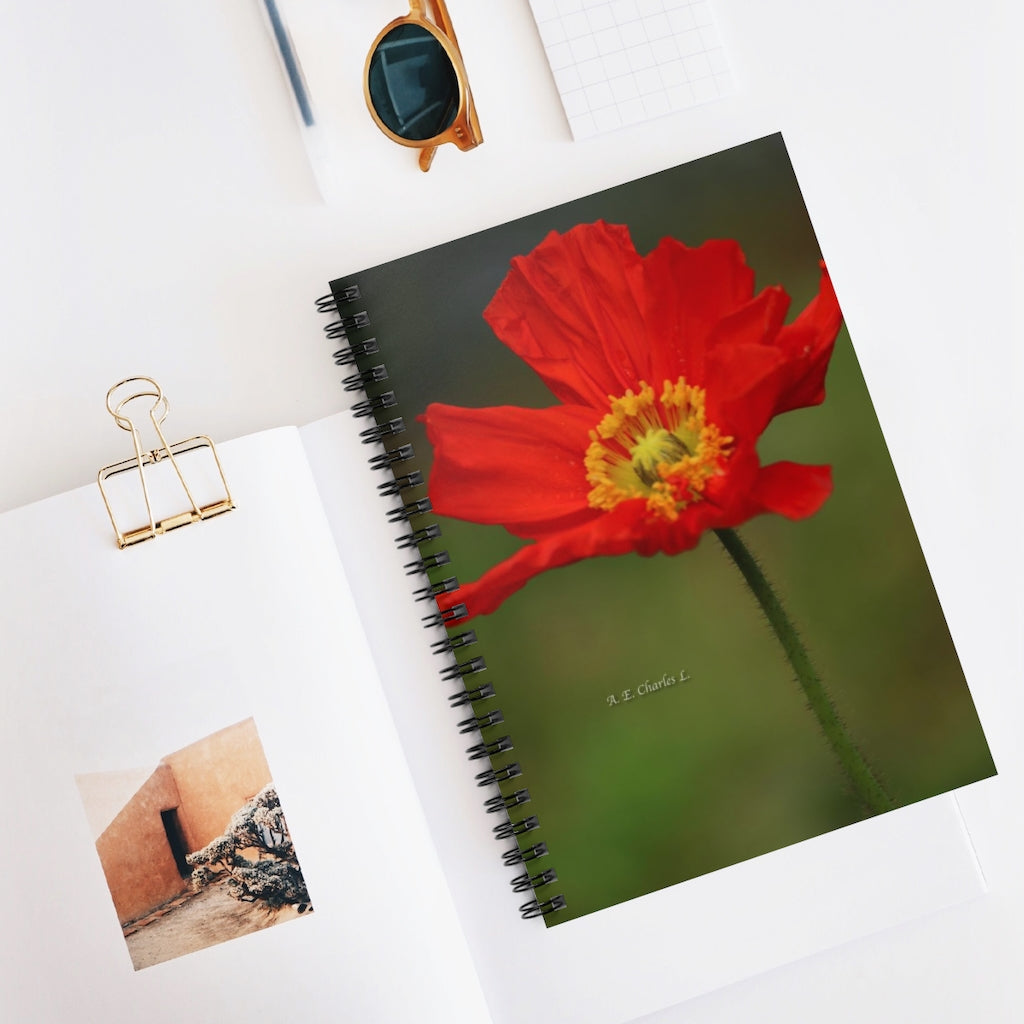 Spiral Notebook - Ruled Line Orange Flower