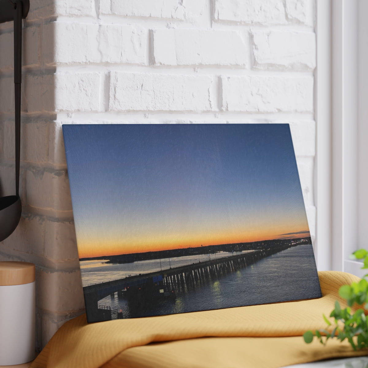 NN Glass Cutting Board Blue Sky OCMD Bridge Over Water