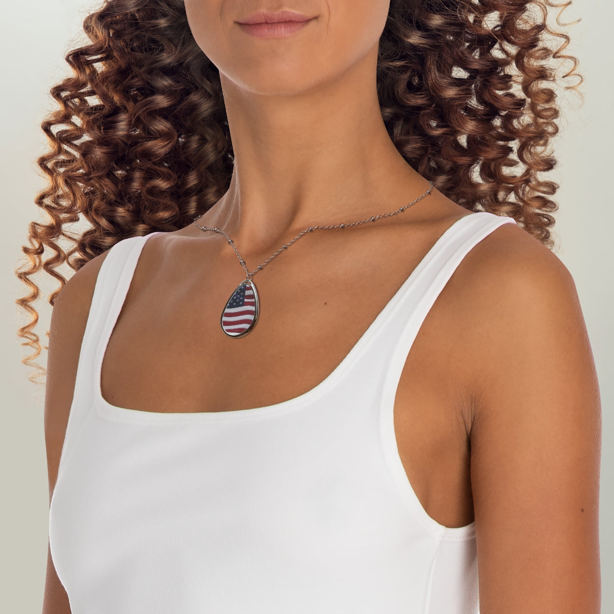 Oval Necklace American Flag