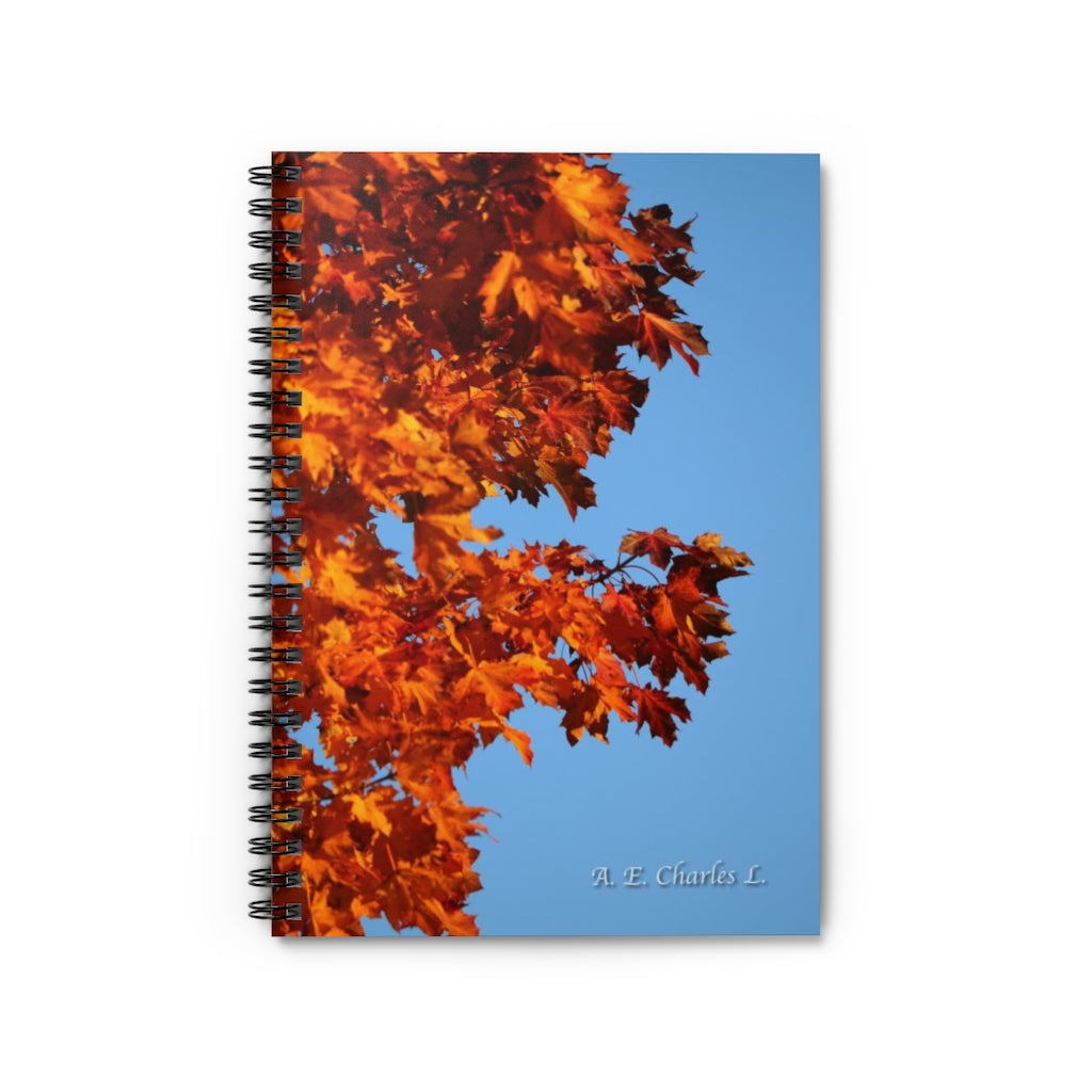 Spiral Notebook - Ruled Line Left Orange Leaves