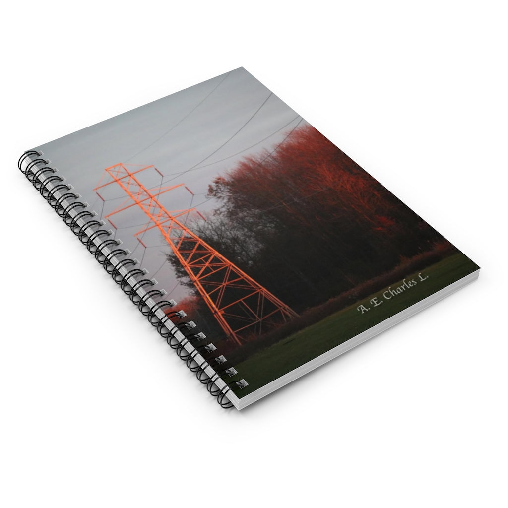 Spiral Notebook - Ruled Line Power Transmissions Tower & Power Lines