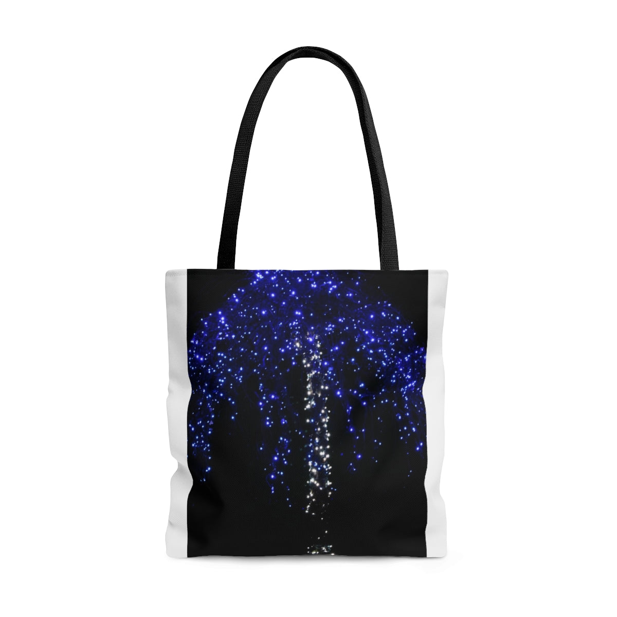 NN AOP Tote Bag Blue & White Christmas Lights Tree