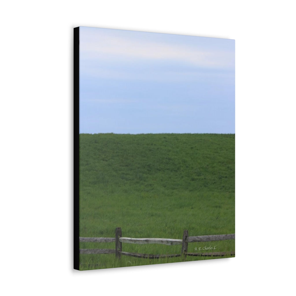 Canvas Gallery Wraps Blue Sky Grass & A Fence