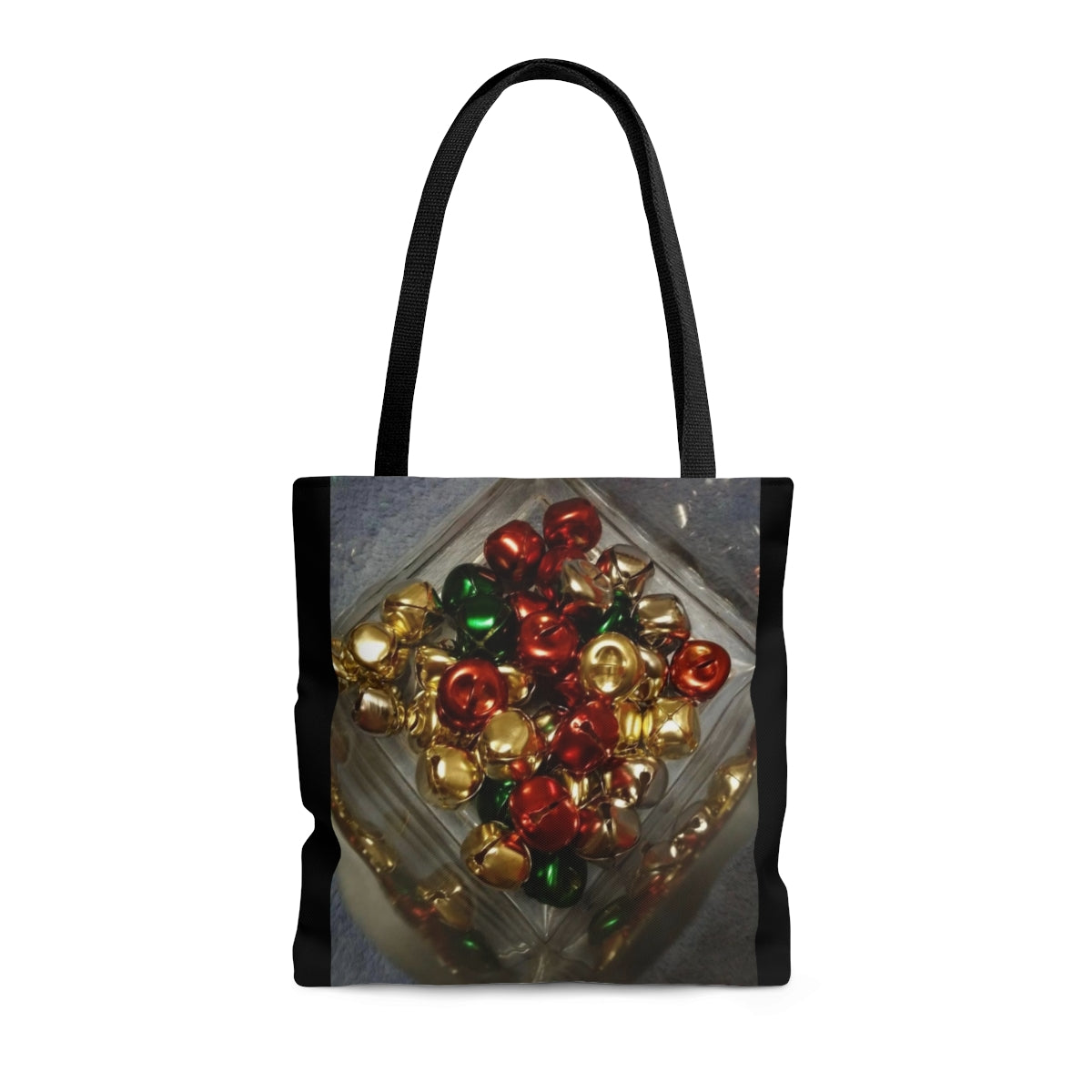 NN AOP Tote Bag Red Green & Gold Christmas Bells