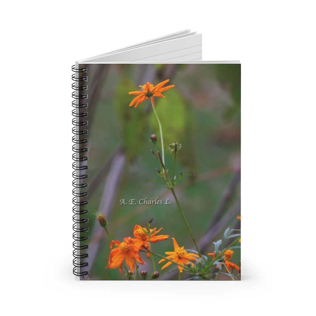 Spiral Notebook - Ruled Line Little Orange Flowers