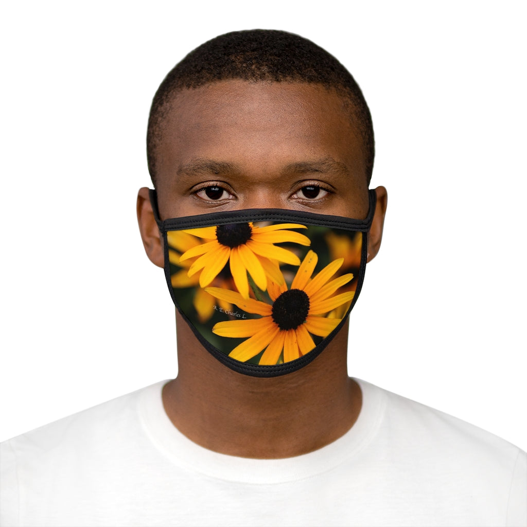 Mixed-Fabric Face Mask 2 Black Eyed Susans