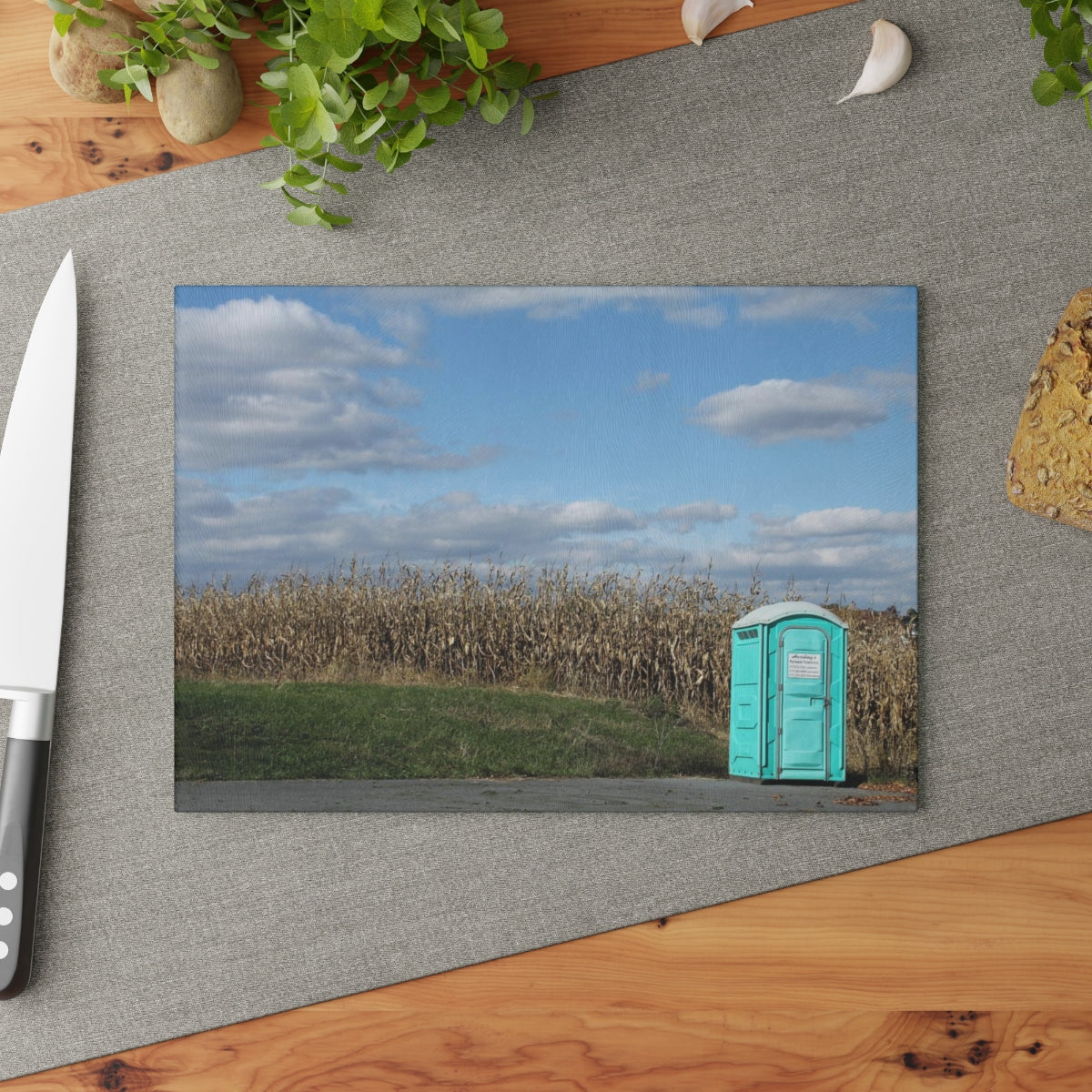 NN Glass Cutting Board A Field Potty