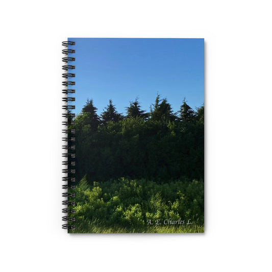 Spiral Notebook - Ruled Line Green Trees & Blue Sky