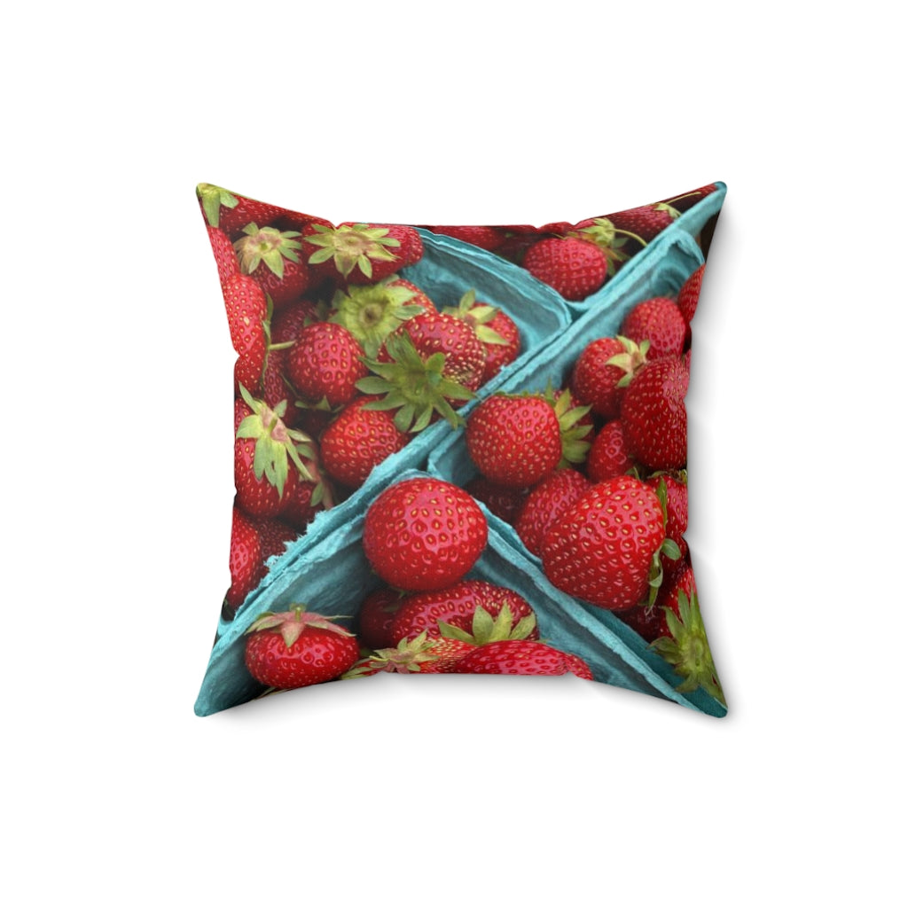 NN Spun Polyester Square Pillow Lots Of Strawberries